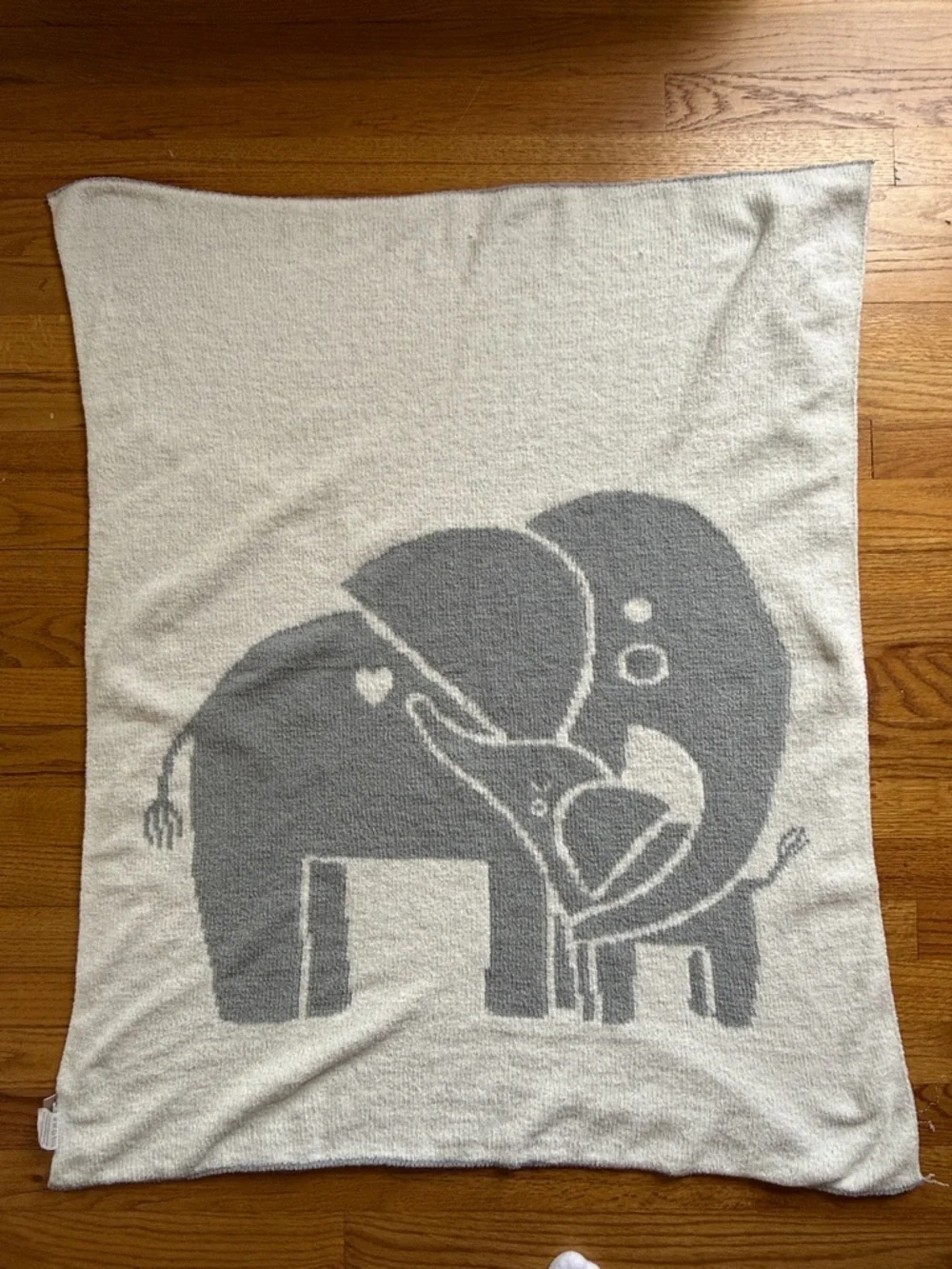 Crate & Barrel Crate & Kids Reversible Chenille Elephant Baby Blanket Blue Gray